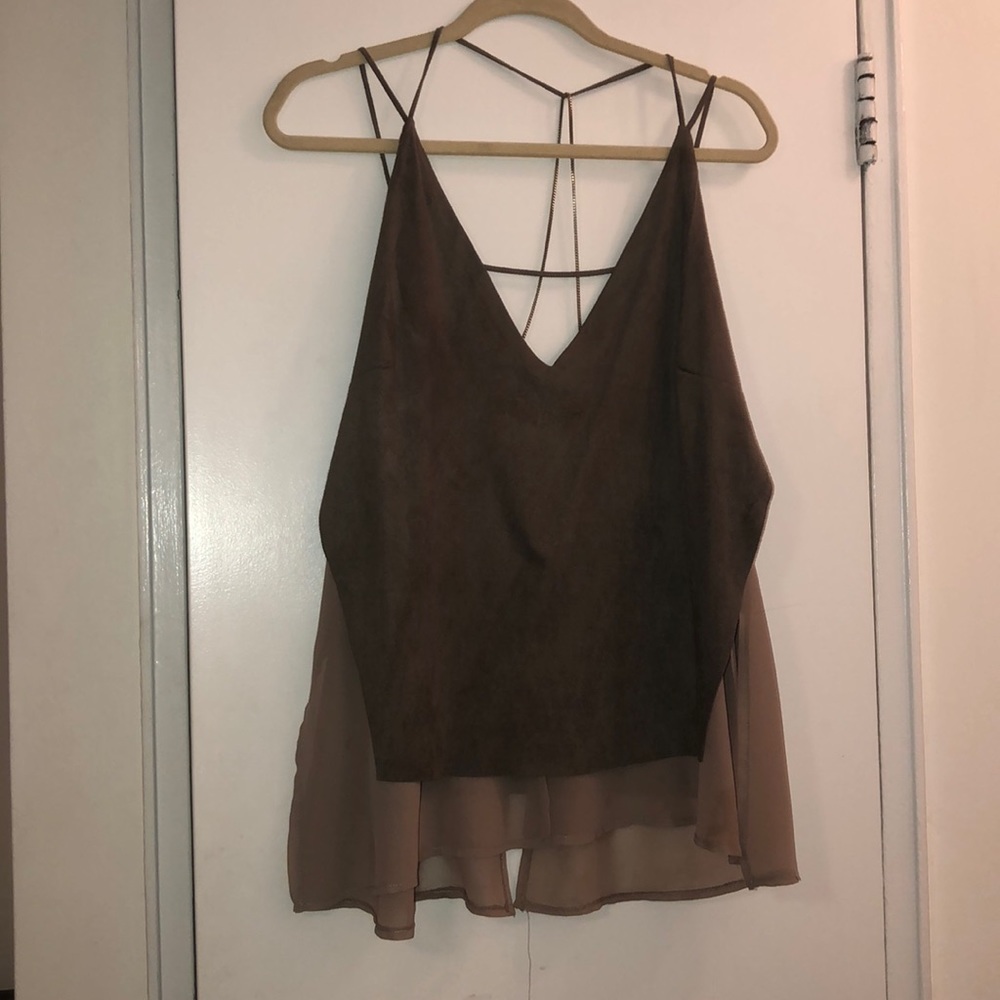 Zara suede and silk strappy tank